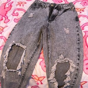 SHEIN ripped grey and black jeans